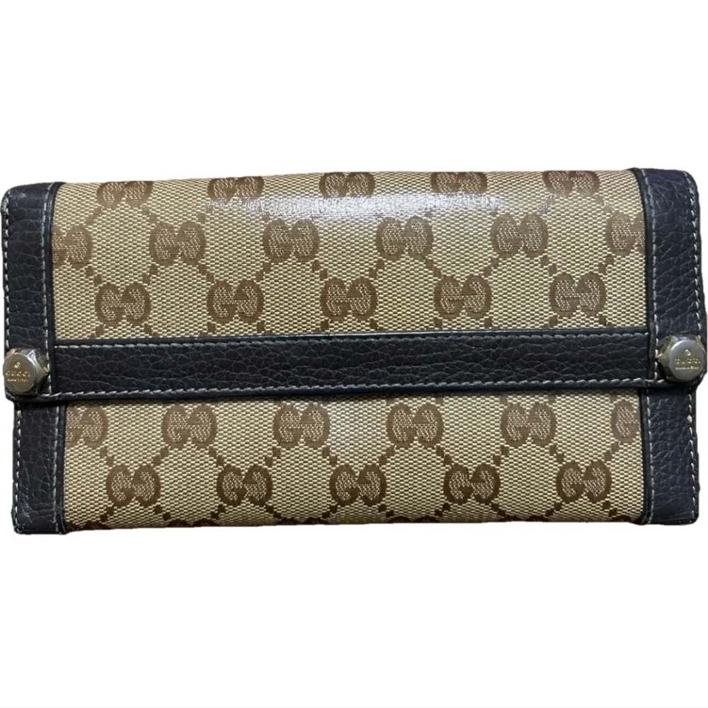 Authentic Vintage Gucci Beige and Dark Brown Women's Wallet